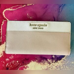 Kate Spade Cream and Tan Checkbook Wallet